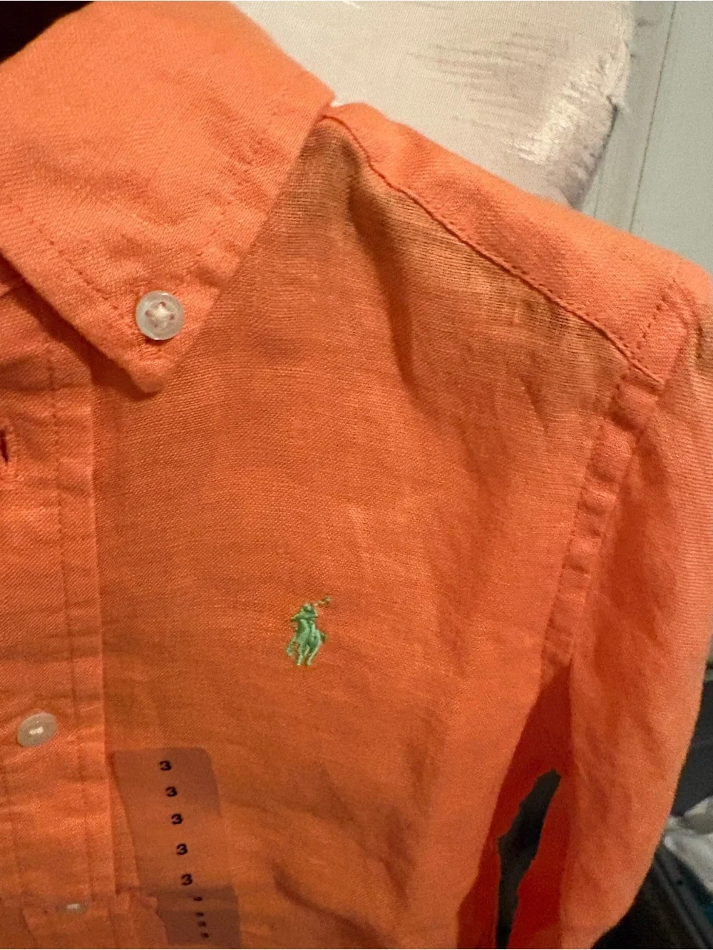 Ralph Lauren Polo Boys' orange Button-Down Shirt linen size 3 $59.50 NWT